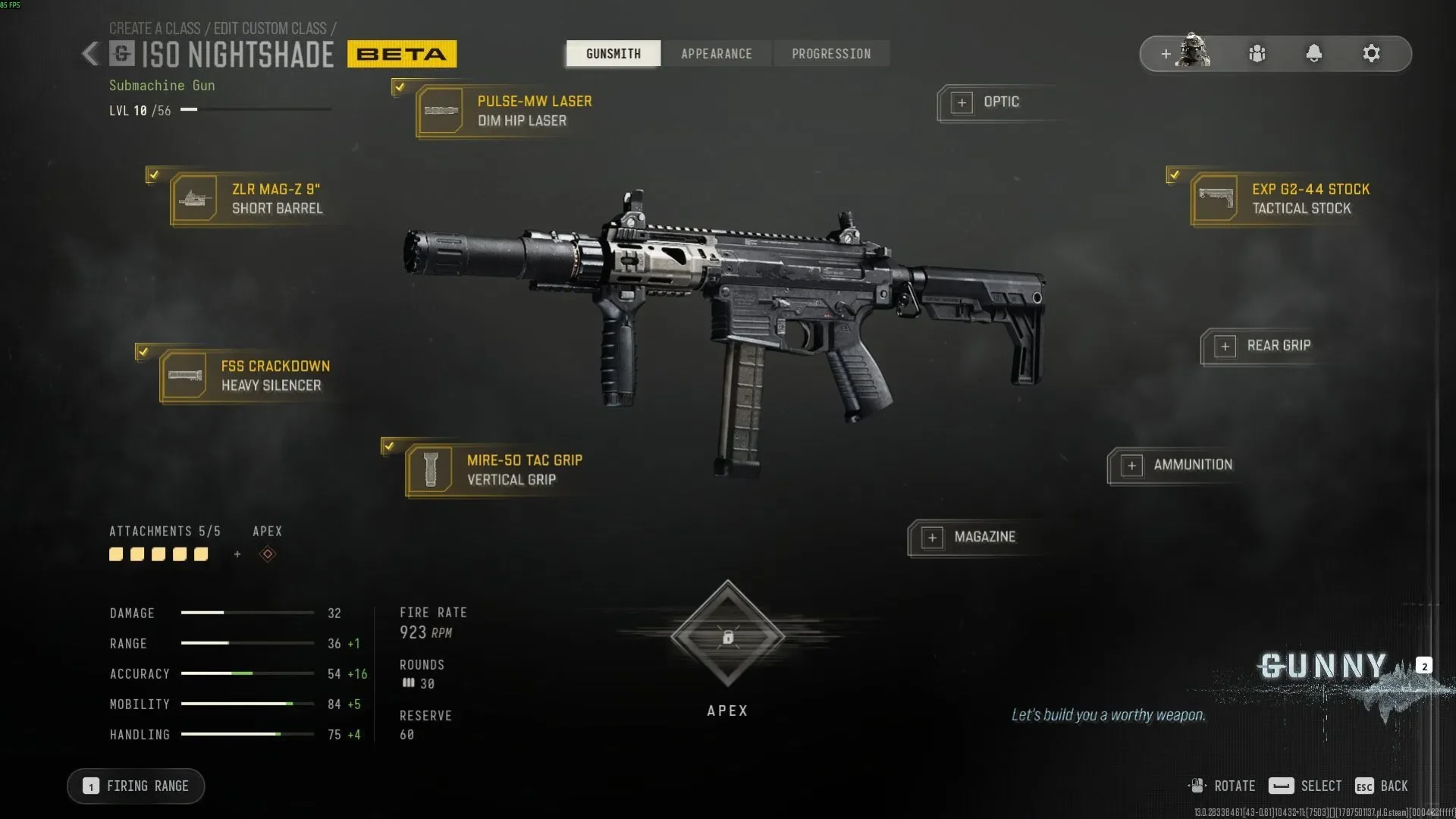 اسکرینشات منوی Gunsmith بازی Modern Warfare 4، سلاح ISO Nightshade